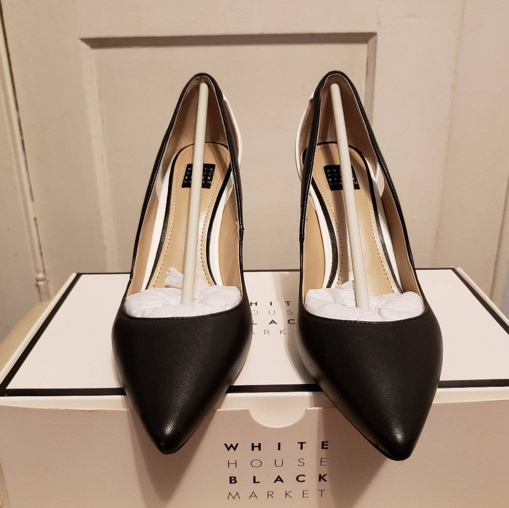 🖤🤍 WHBM Harper Cutout Heel Colorblock Pumps - Picture 3 of 12